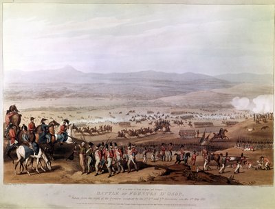 1812年5月5日のフエンテスドノロの戦い、「スペインとポルトガルでのキャンペーンの主な出来事の一連の見解」、C。ターナーによる彫刻、1812年（アクアチント） 作： Thomas Staunton St. Clair